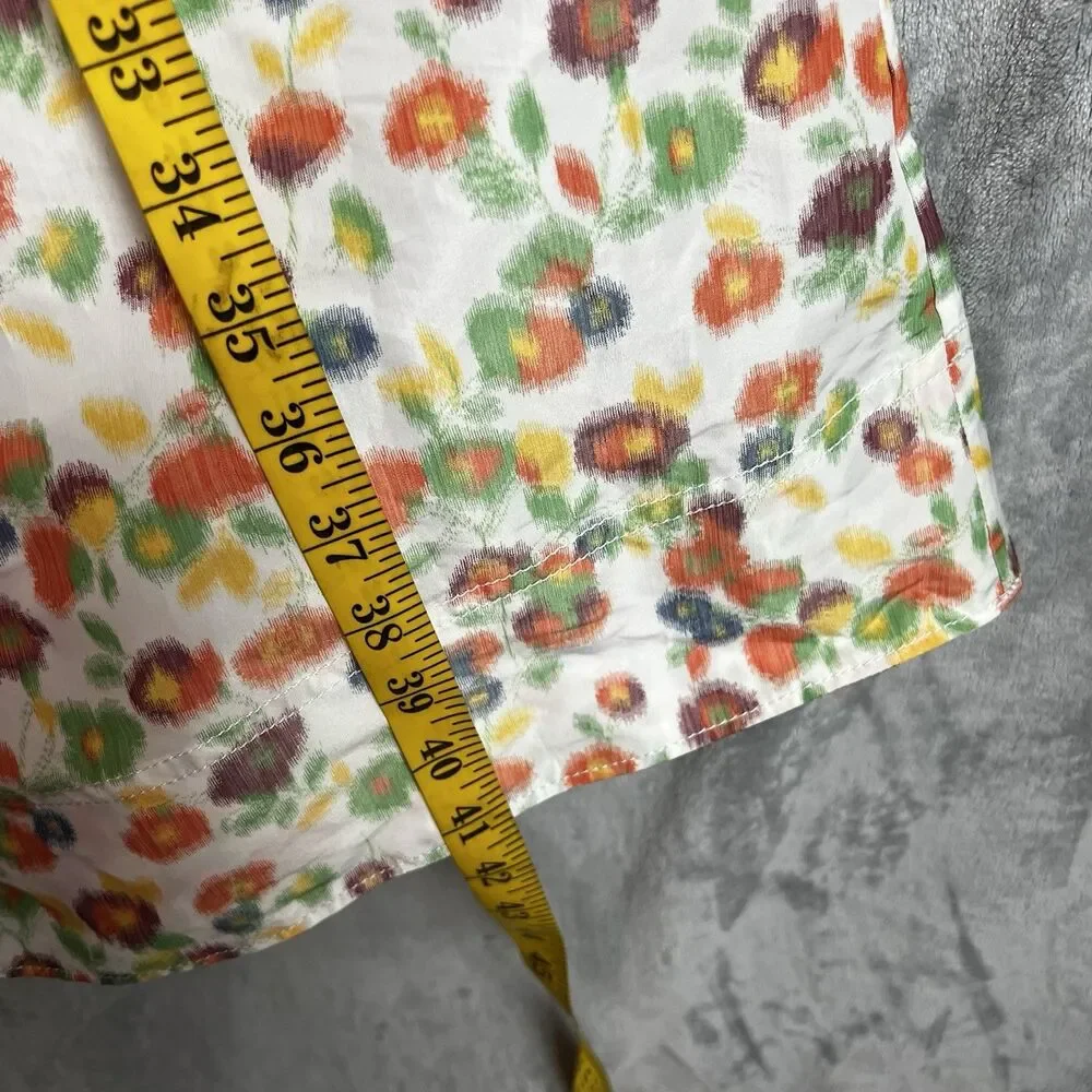 Tory Burch Taffeta Puffed Sleeve Dress Tossed Confetti Floral V-Neck 63672 SZ 10